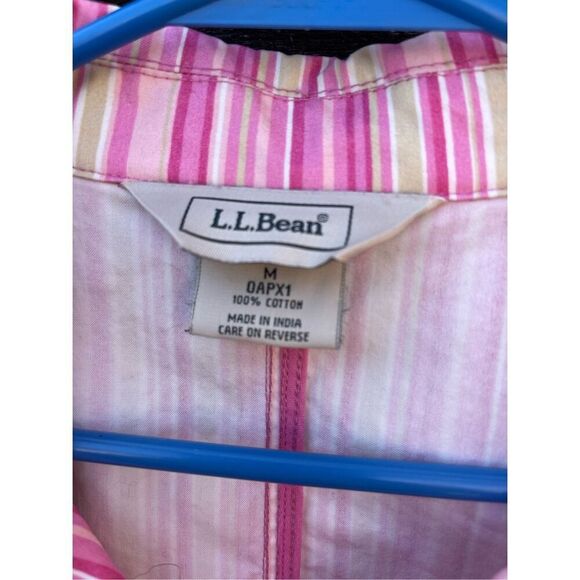 L.L.Bean bright pink striped 100% cotton jacket . - Picture 4 of 4